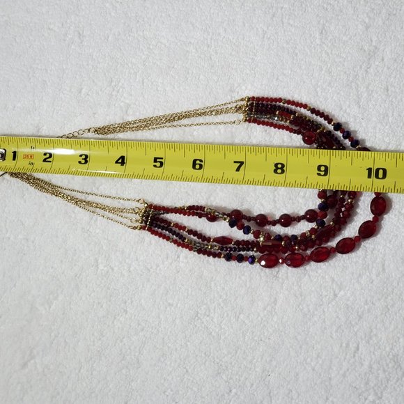 Vintage Avon Multi-Strand Red Purple Gold 10" Necklace - Picture 4 of 7